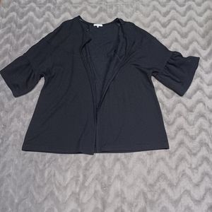 Pleione Womens Size XXL Black 1/2 Bell Sleeve Open Front Cardigan Sweater